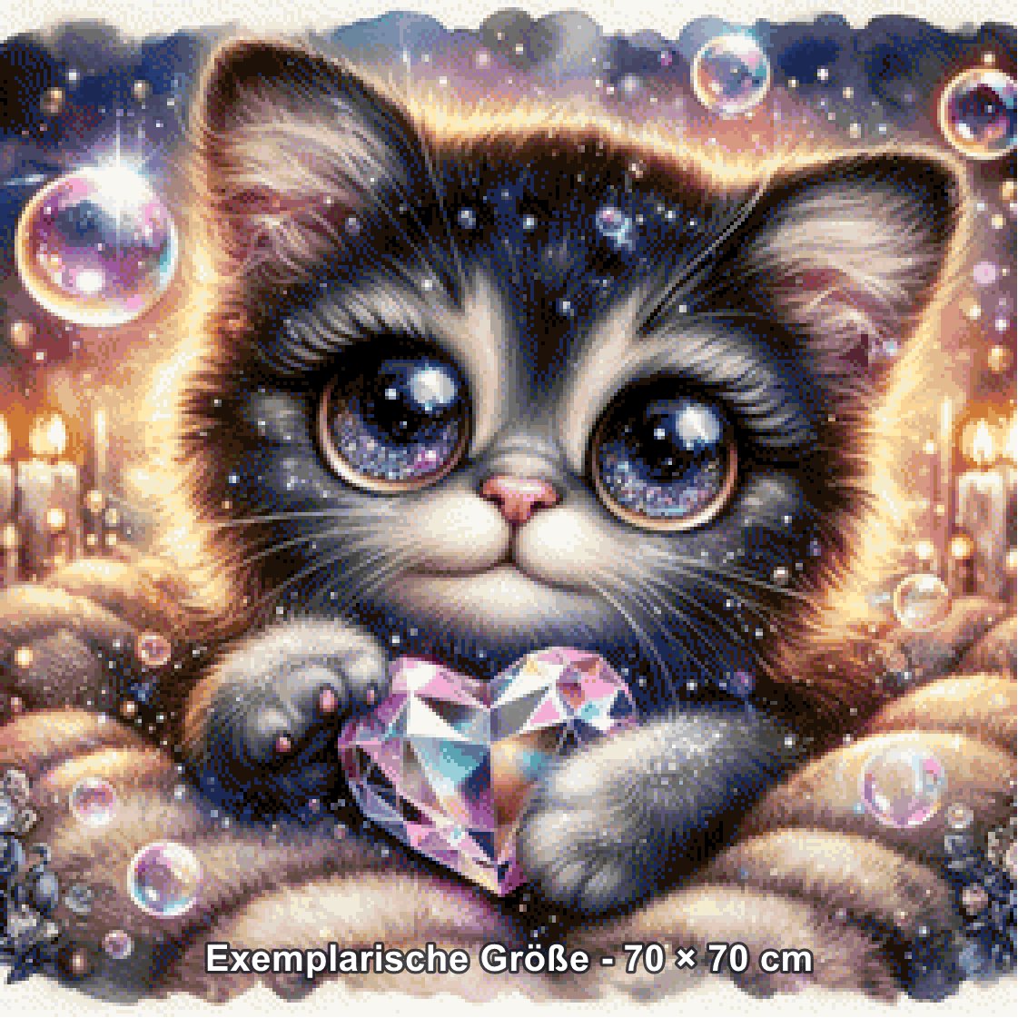 Diamond Painting - Tinkerangie - Sternenaugen-Kätzchen mit Diamantherz [Digital] - Rendering einer exemplarischen Größe