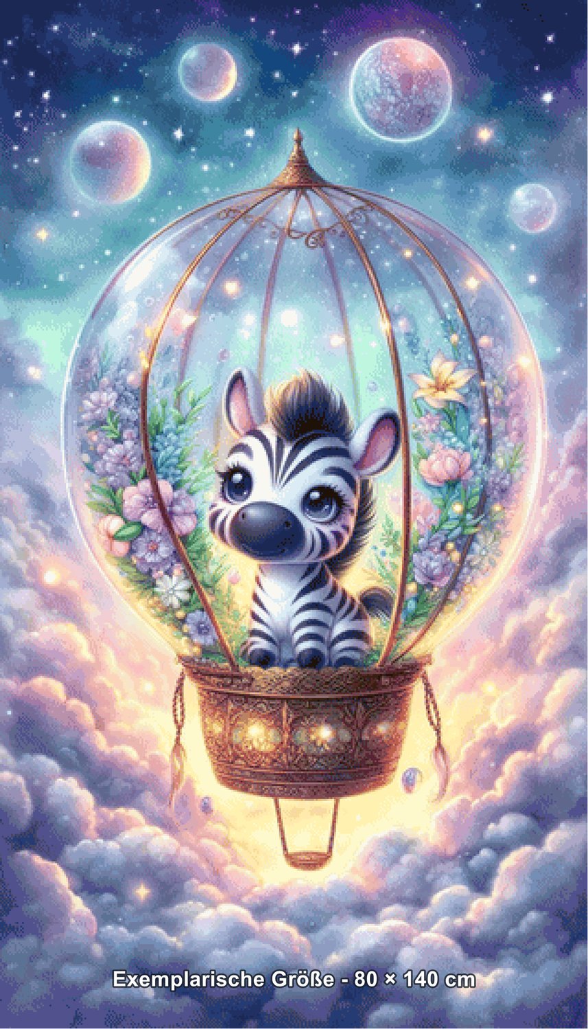 Diamond Painting - Tinkerangie - Sternenreise des Babyzebras [Digital] - Rendering einer exemplarischen Größe