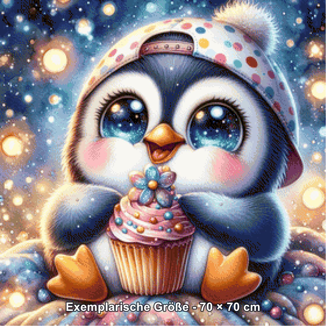 Diamond Painting - Tinkerangie - Sternenzaubernder Cupcake-Pinguin [Digital] - Rendering einer exemplarischen Größe
