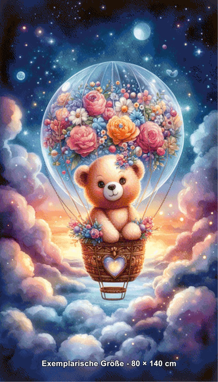 Diamond Painting - Tinkerangie - Teddys Traumreise im Blütenballon [Digital] - Rendering einer exemplarischen Größe