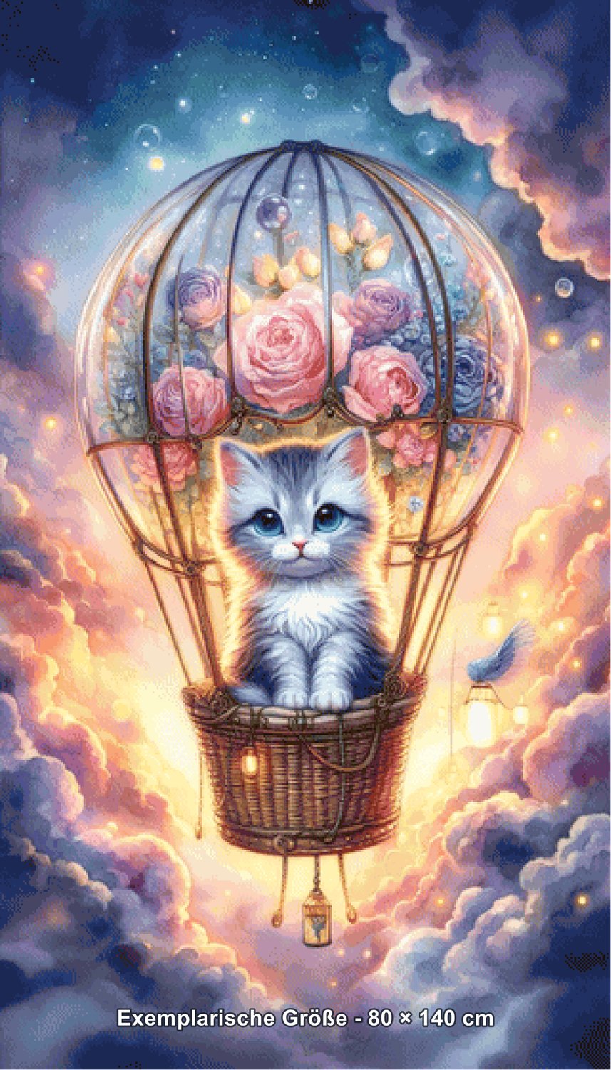 Diamond Painting - Tinkerangie - Zauberkätzchen im Blütenballon [Digital] - Rendering einer exemplarischen Größe