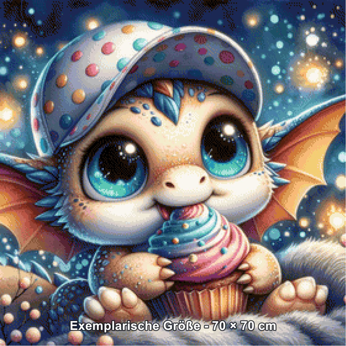 Diamond Painting - Tinkerangie - Zuckersüßer Cupcake-Drache [Digital] - Rendering einer exemplarischen Größe