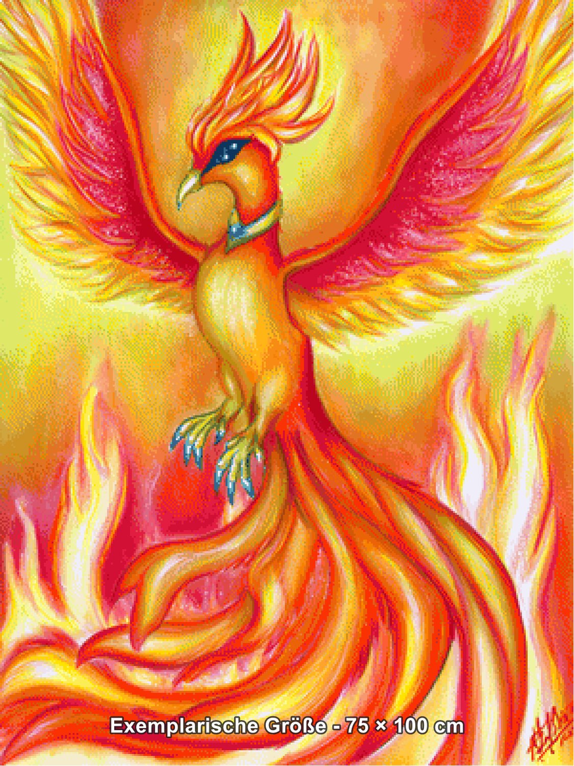 Diamond Painting - Shiny Unicorn - Aufstieg des Feuerphönix [Digital] - Rendering einer exemplarischen Größe