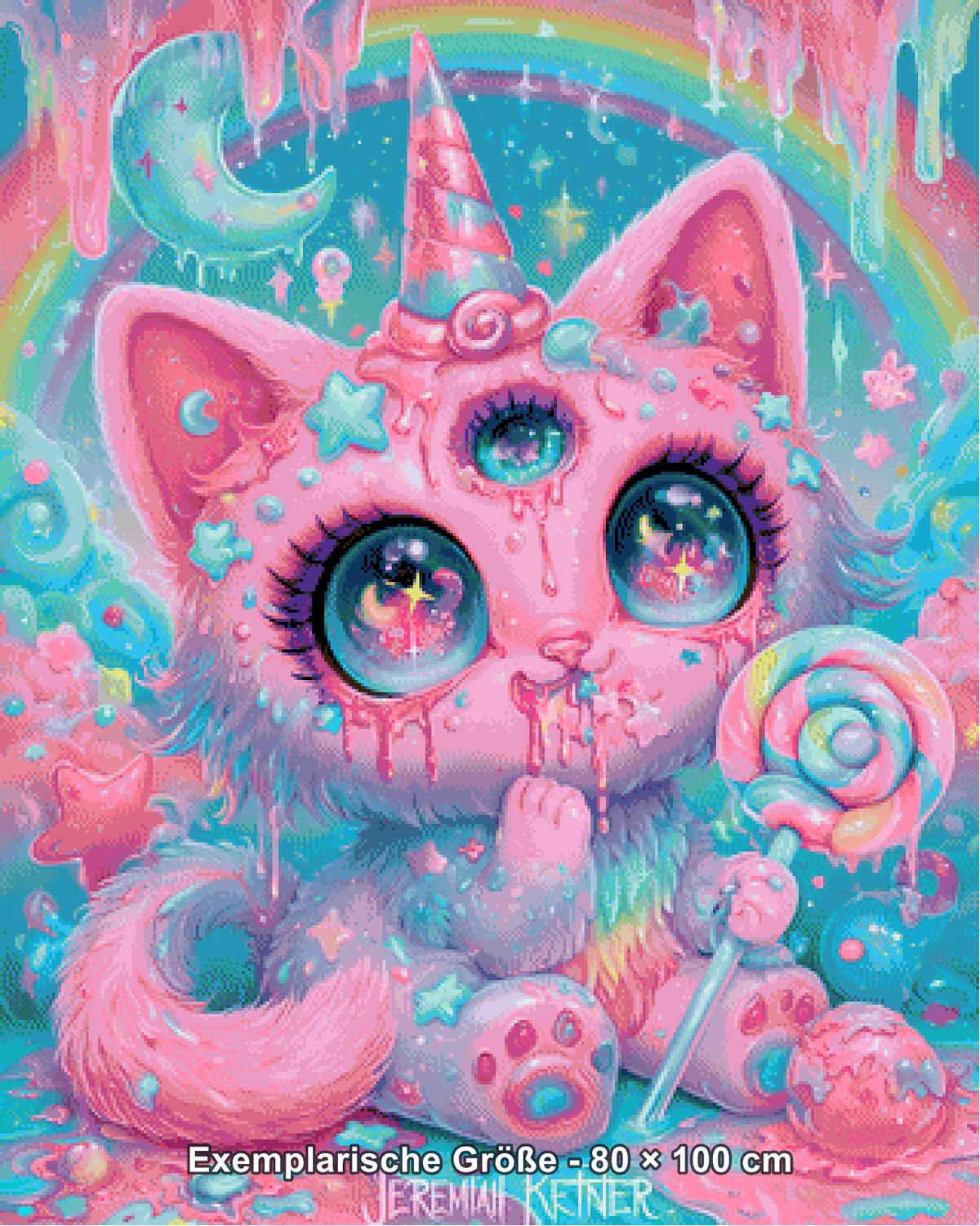 Diamond Painting - Shiny Unicorn - Einhornkätzchen im Bonbonhimmel [Digital] - Rendering einer exemplarischen Größe