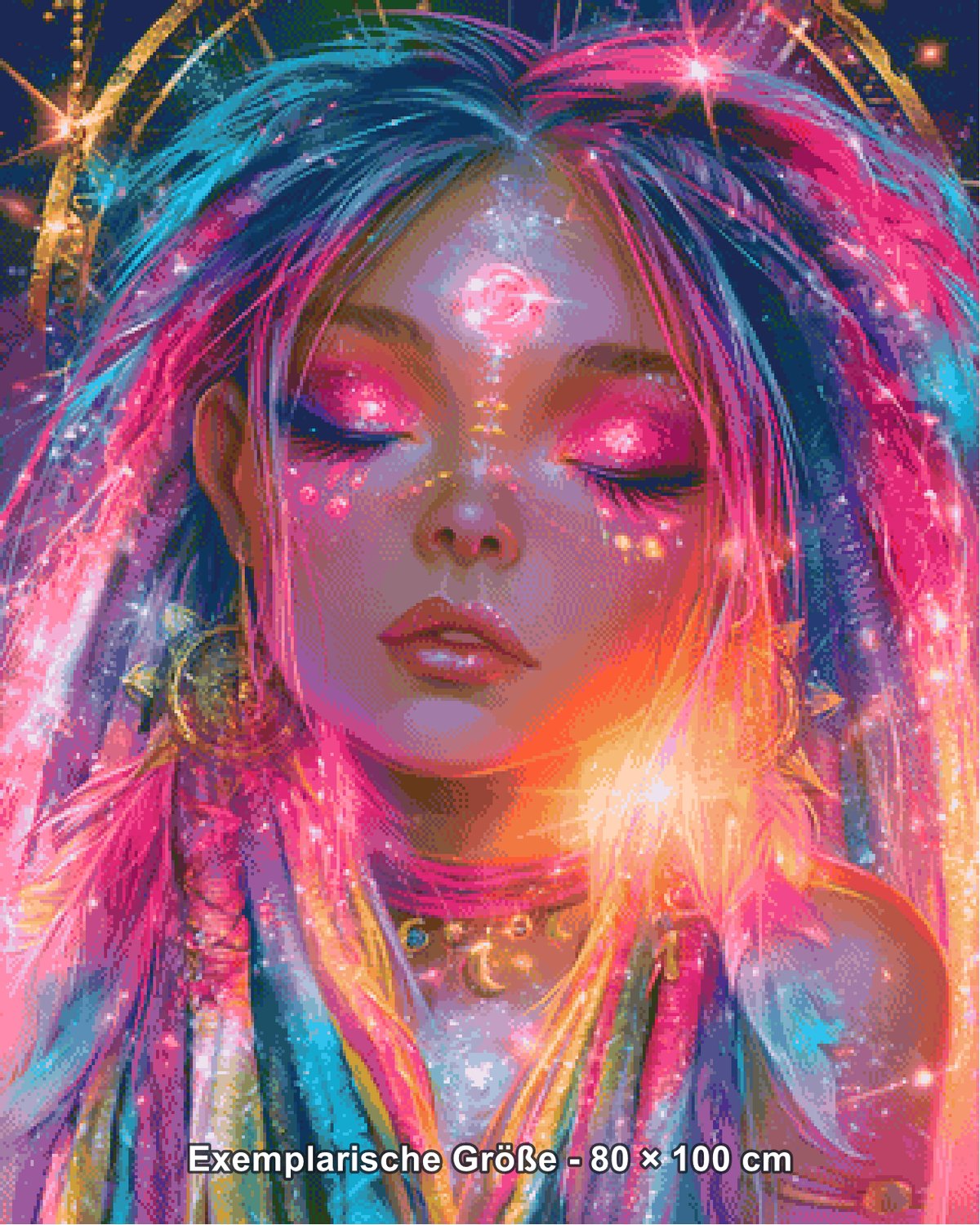 Diamond Painting - Shiny Unicorn - Sternenorakel im Neontraum [Digital] - Rendering einer exemplarischen Größe